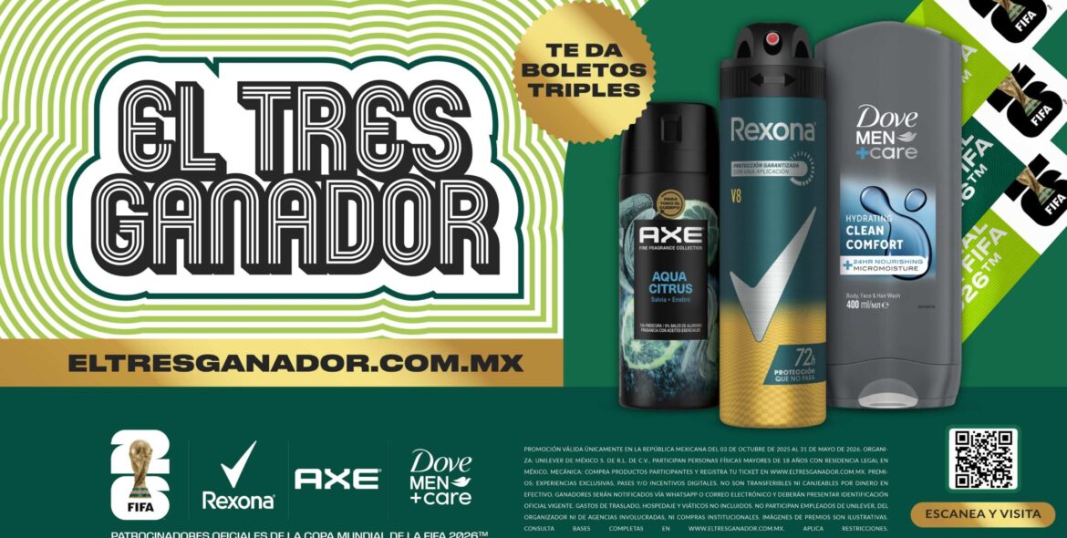 Rexona, Axe y Dove regalan 184 pases triples para la Copa Mundial de la FIFA 2026™ en México